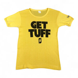 Vintage FootJoy Shirt Womens EXTRA SMALL Yellow Get Tuff Spell Out Golf 70s